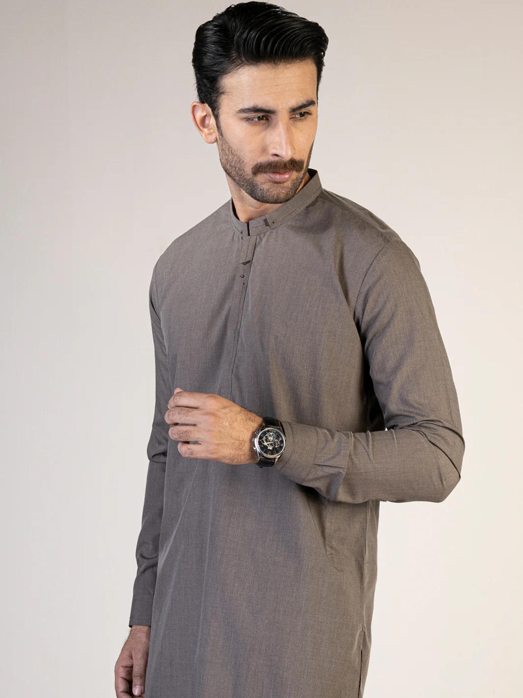 Brown Blended Kameez Shalwar - AL-KS-2882 - Image 3