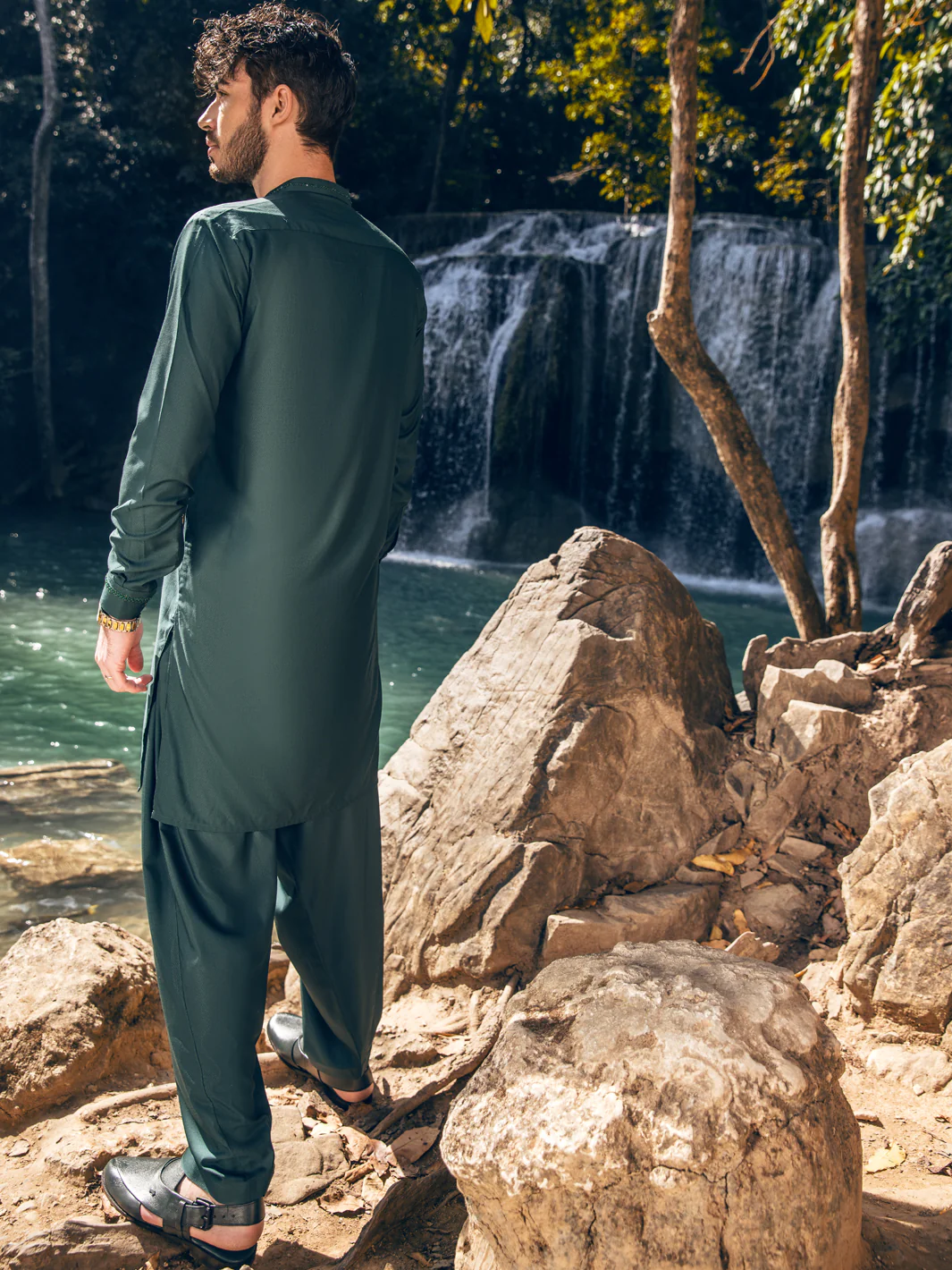 Green Kameez Shalwar - AL-KS-2892 - Image 5