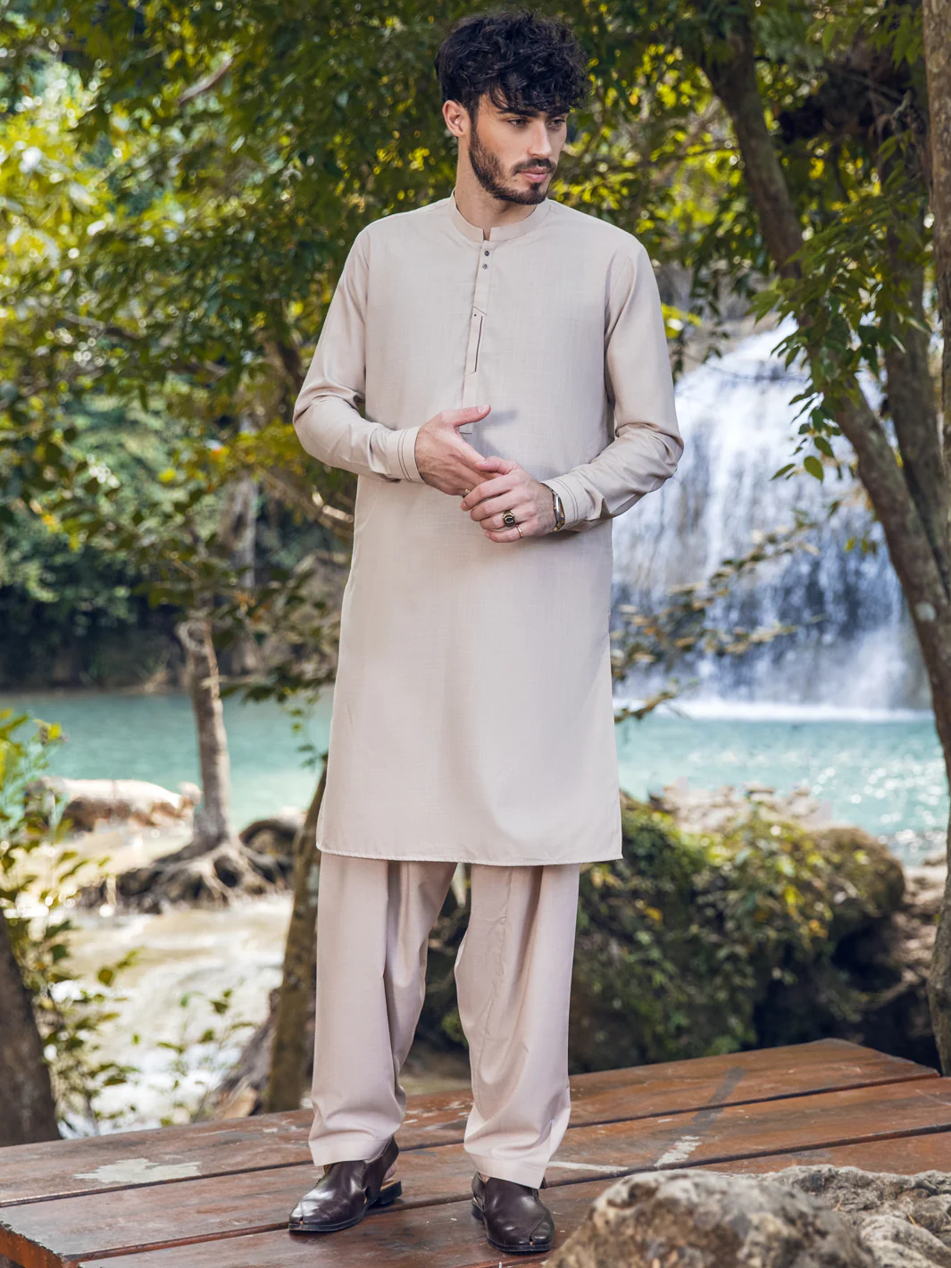 Beige Kameez Shalwar - AL-KS-2897