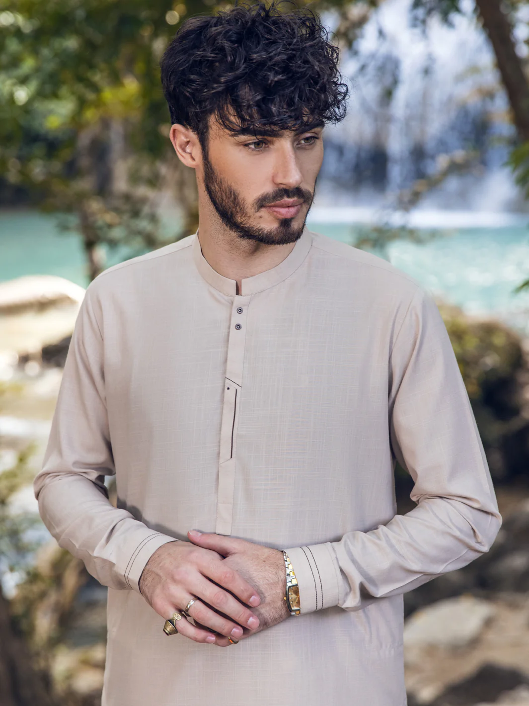 Beige Kameez Shalwar - AL-KS-2897 - Image 4