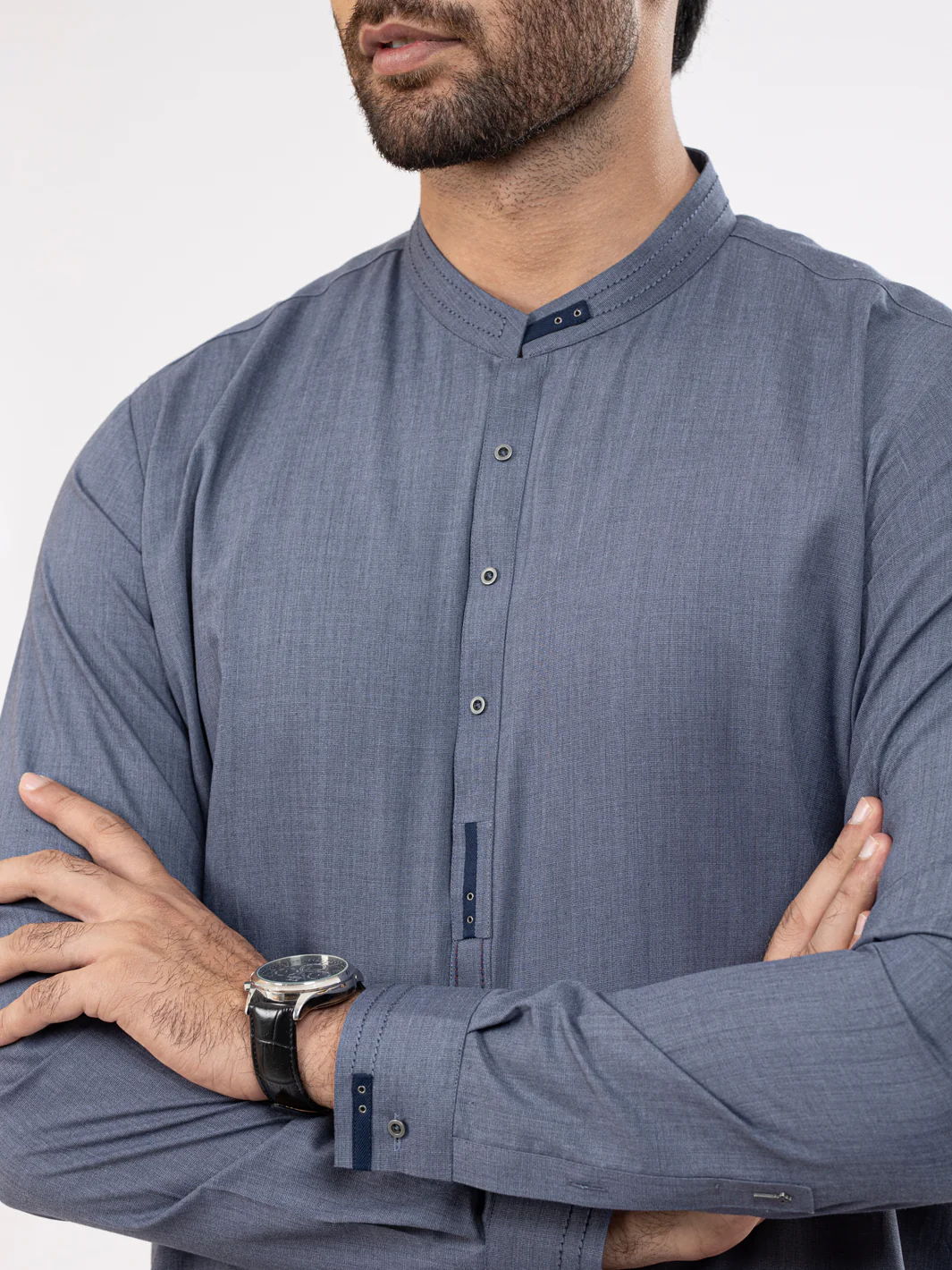 Bluish Grey Kameez Shalwar - AL-KS-2903 - Image 3