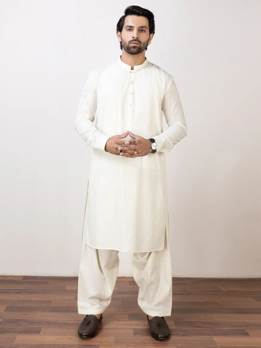 Cream Kameez Shalwar - AL-KS-2916