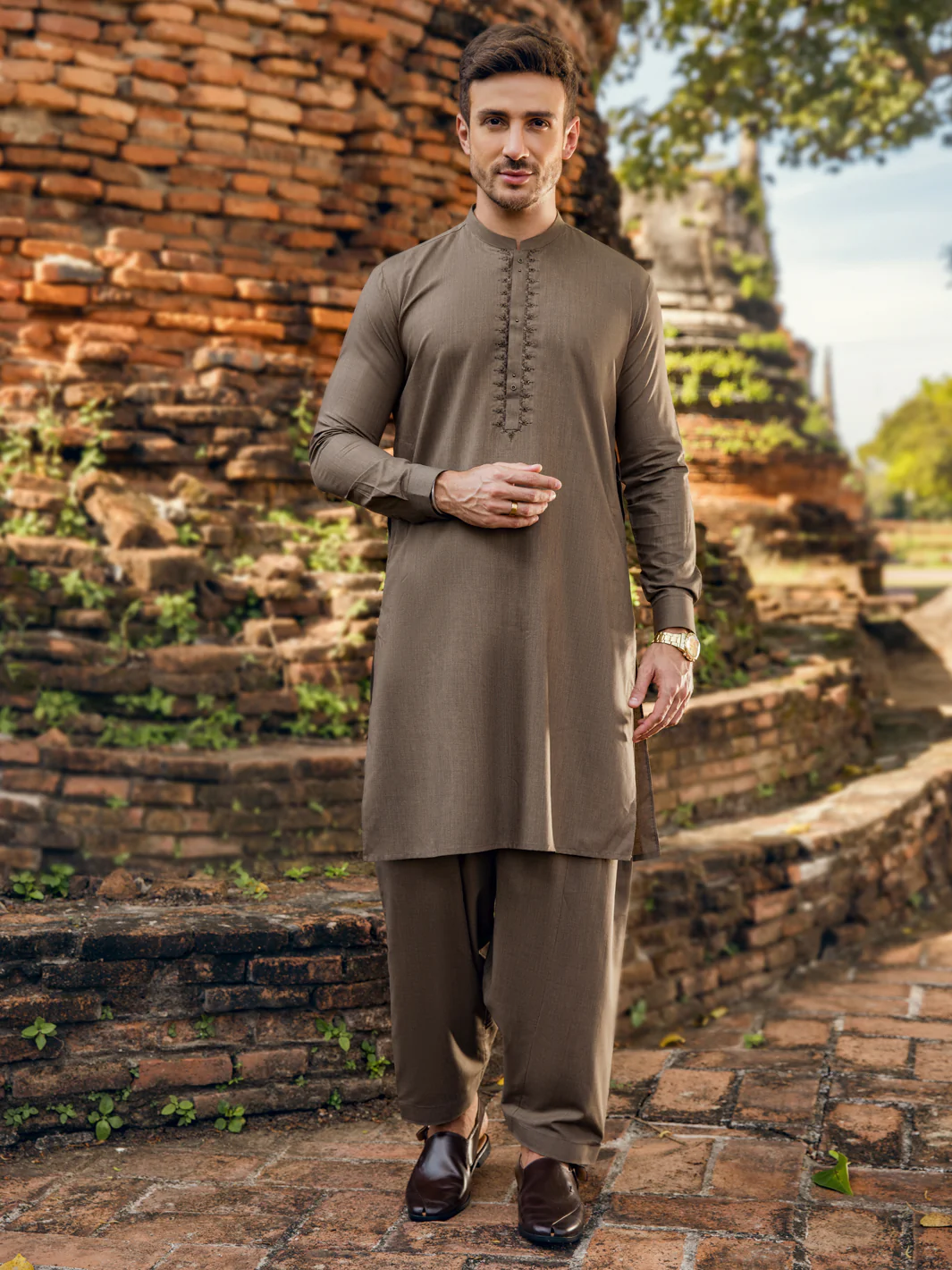 Green Kameez Shalwar - AL-KS-2923