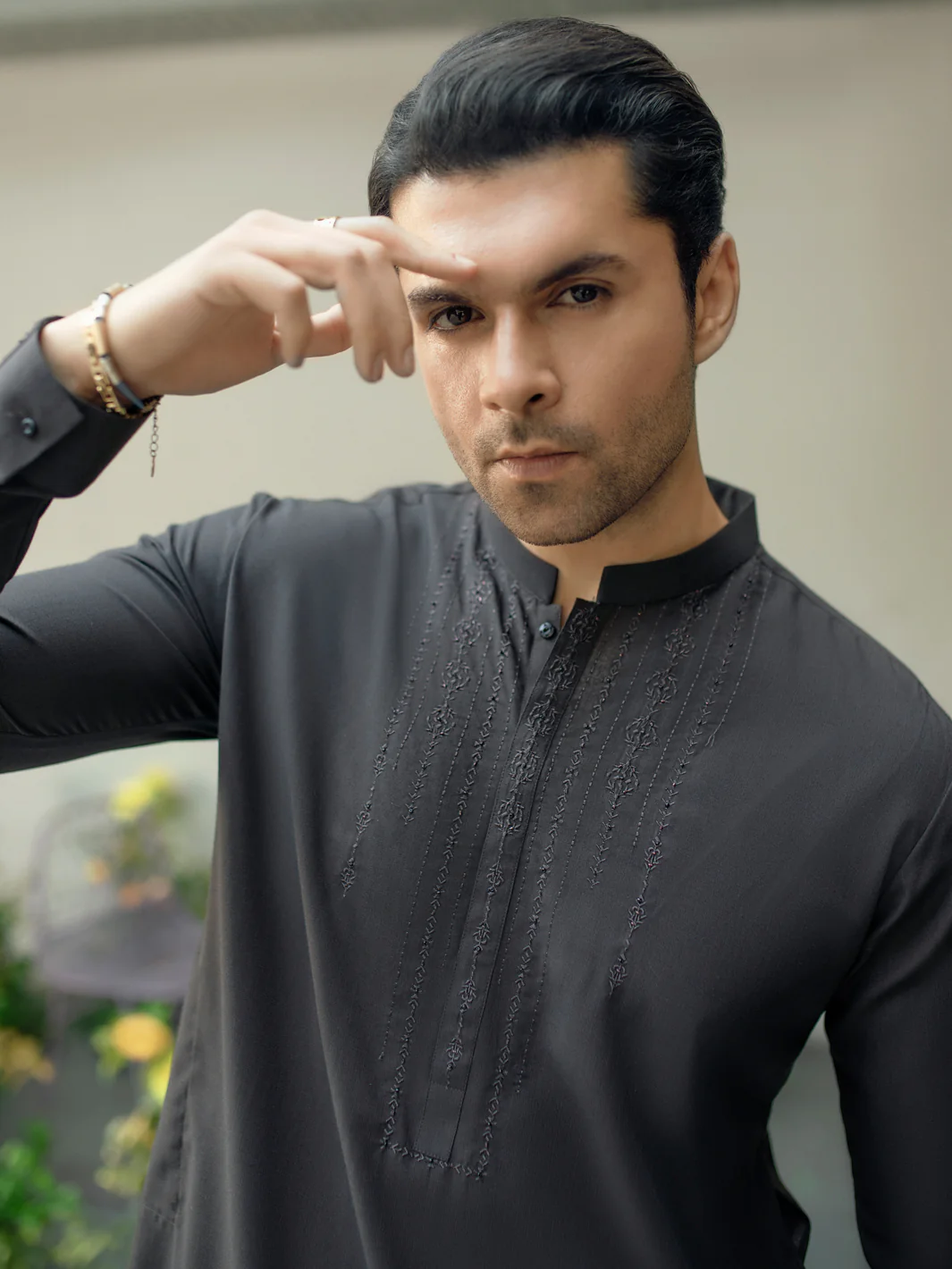 Dark Brown Kameez Shalwar - AL-KS-2927 - Image 2