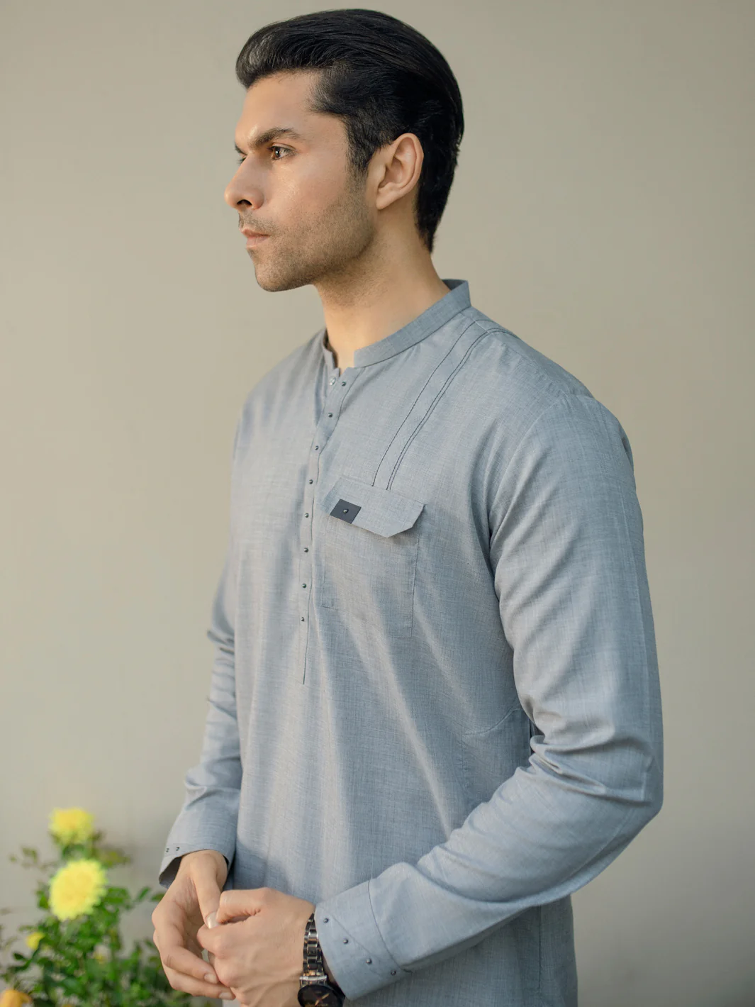 Light Grey Kameez Shalwar - AL-KS-2934 - Image 3