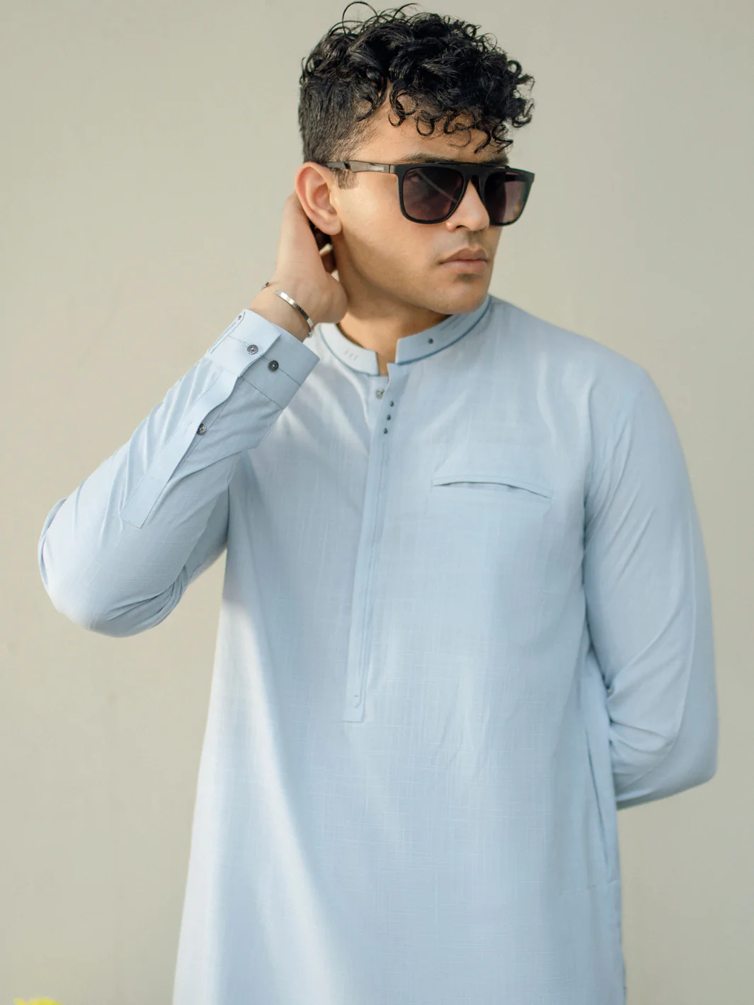 Light Blue Kameez Shalwar - AL-KS-2939 - Image 2