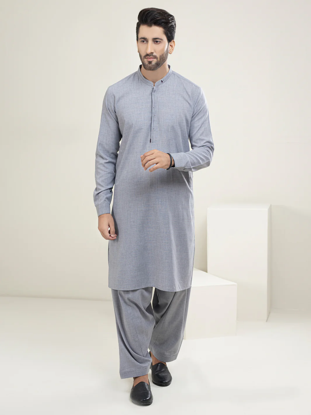 Grey Kameez Shalwar - AL-KS-2940