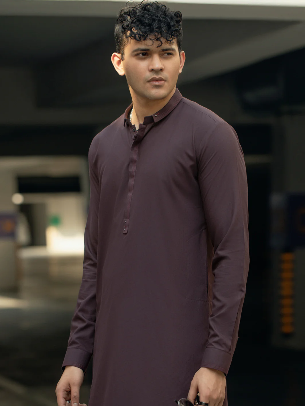 Dark Maroon Kameez Shalwar - AL-KS-2954C - Image 3