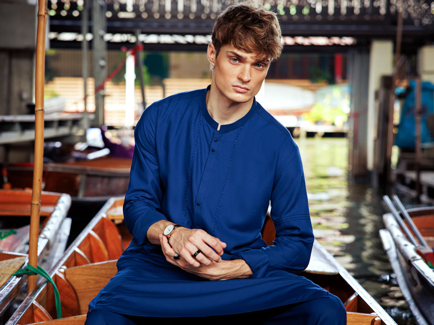 Blue Blended Kameez Shalwar - AL-KS-2956 - Image 3