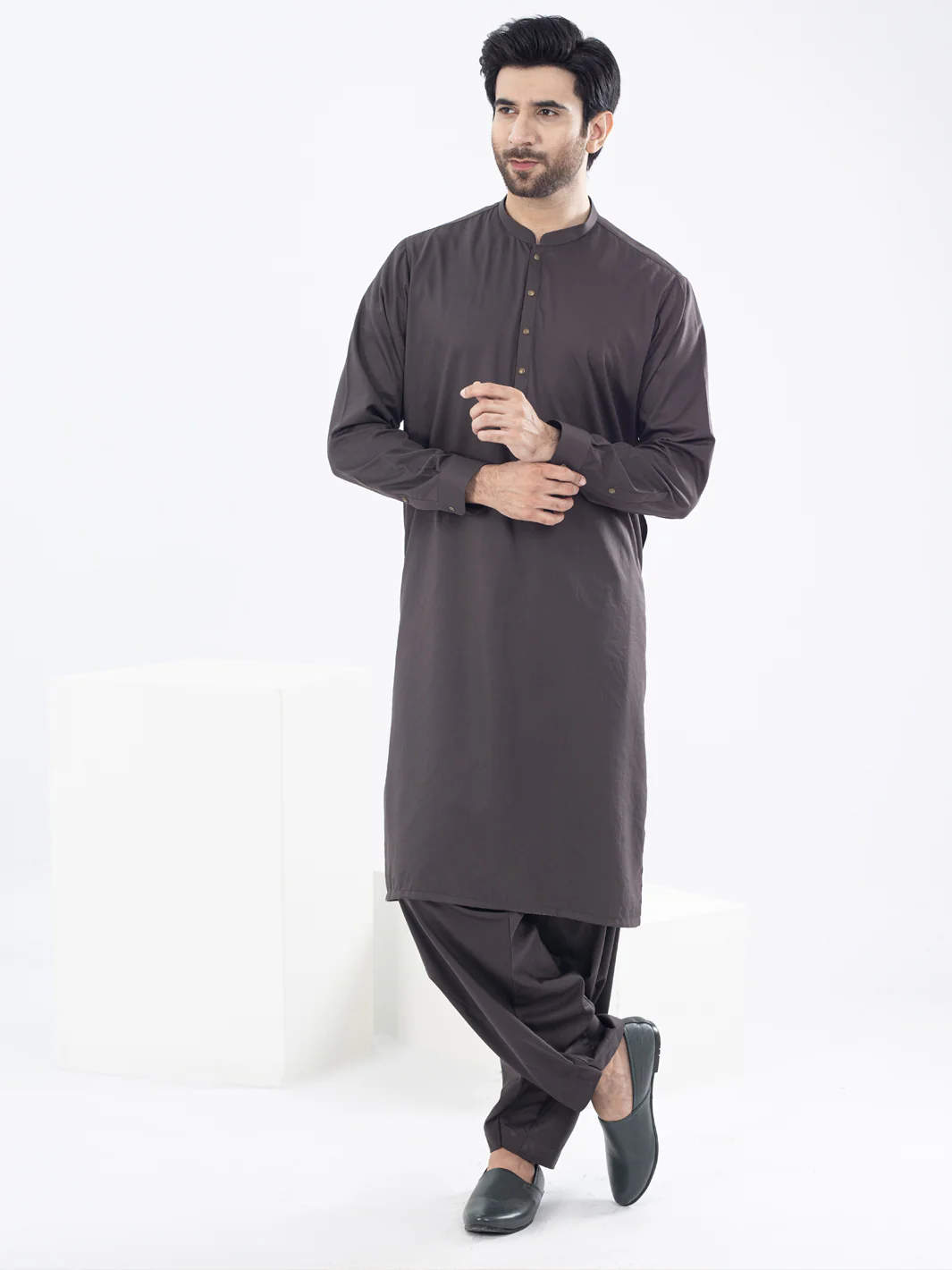 Dark Brown Kameez Shalwar - AL-KS-2970E
