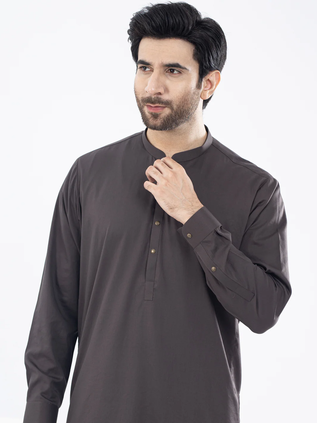 Dark Brown Kameez Shalwar - AL-KS-2970E - Image 2