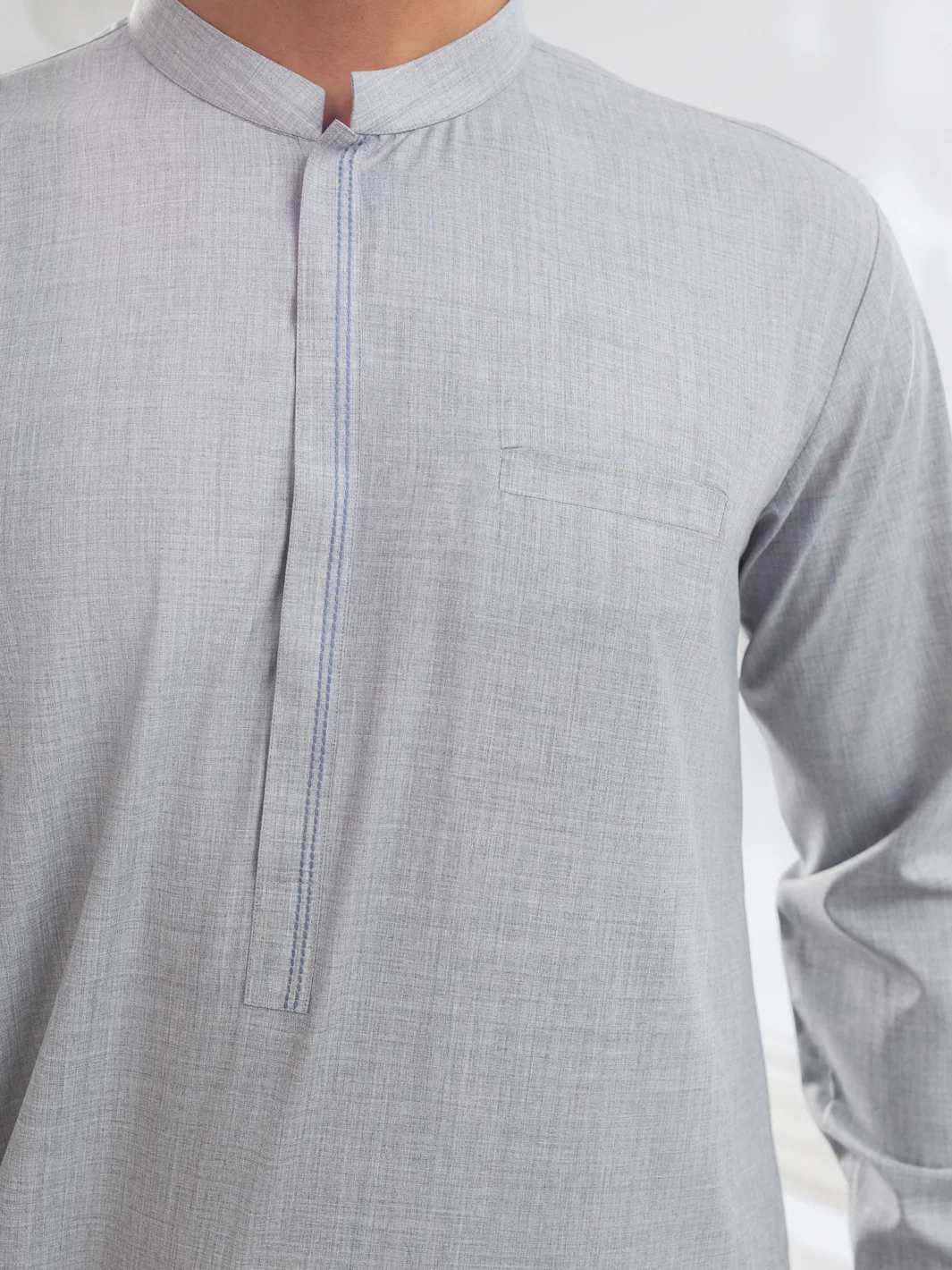 Grey Blended Kameez Shalwar - AL-KS-3104 - Image 3