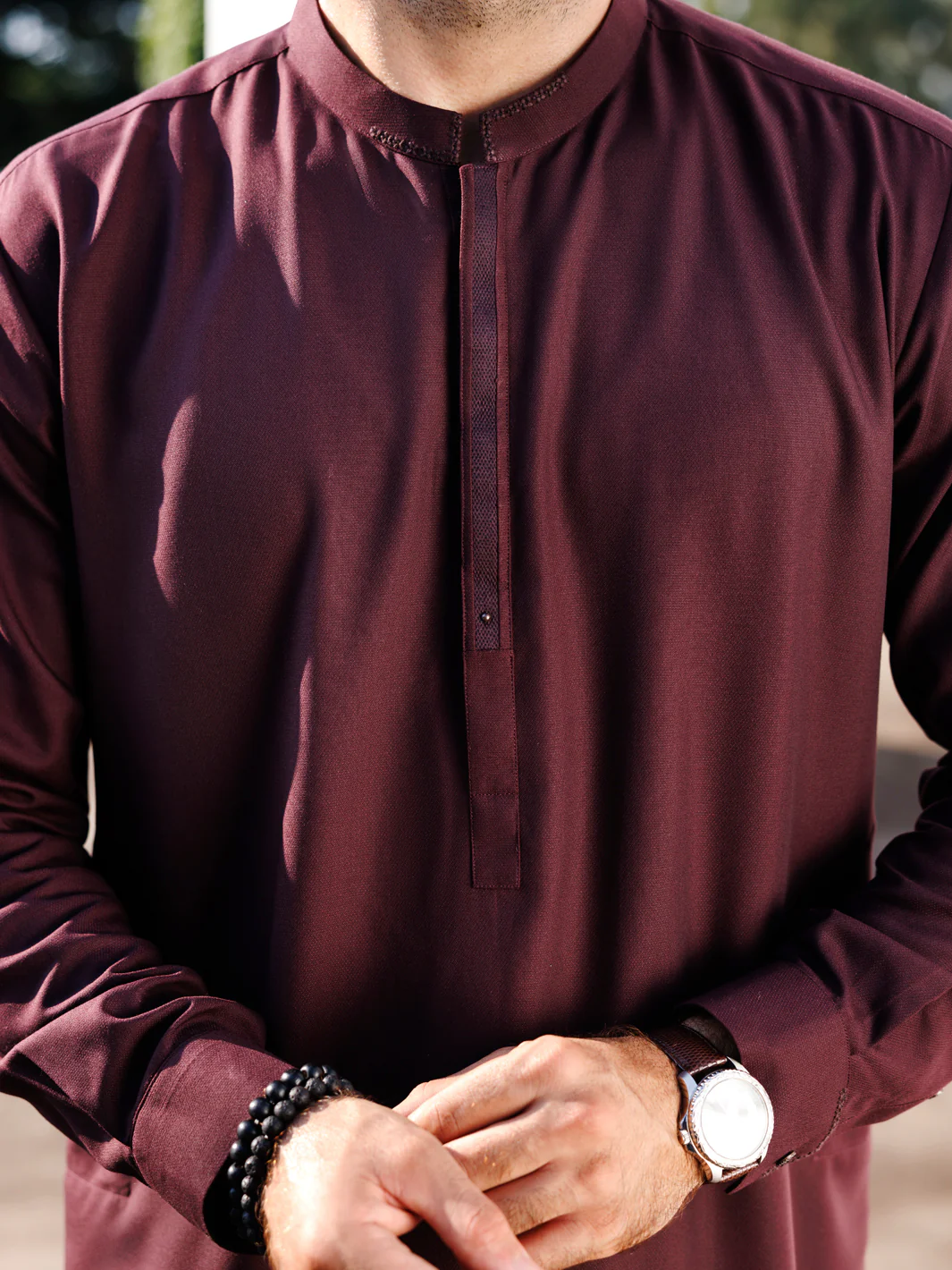 Maroon Blended Kameez Shalwar - AL-KS-3134 - Image 3