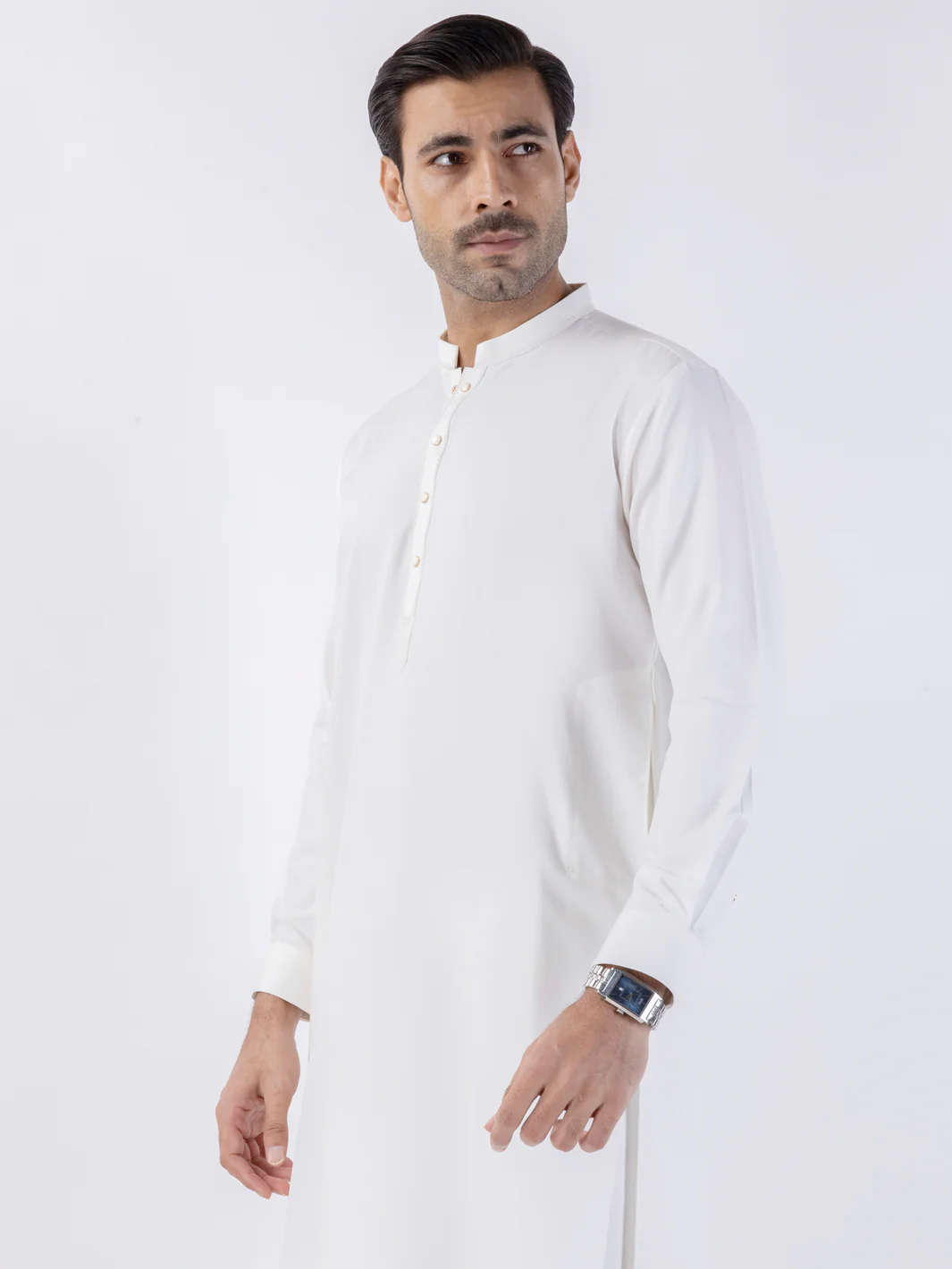 White Blended Kameez Shalwar - AL-KS-3139 - Image 2