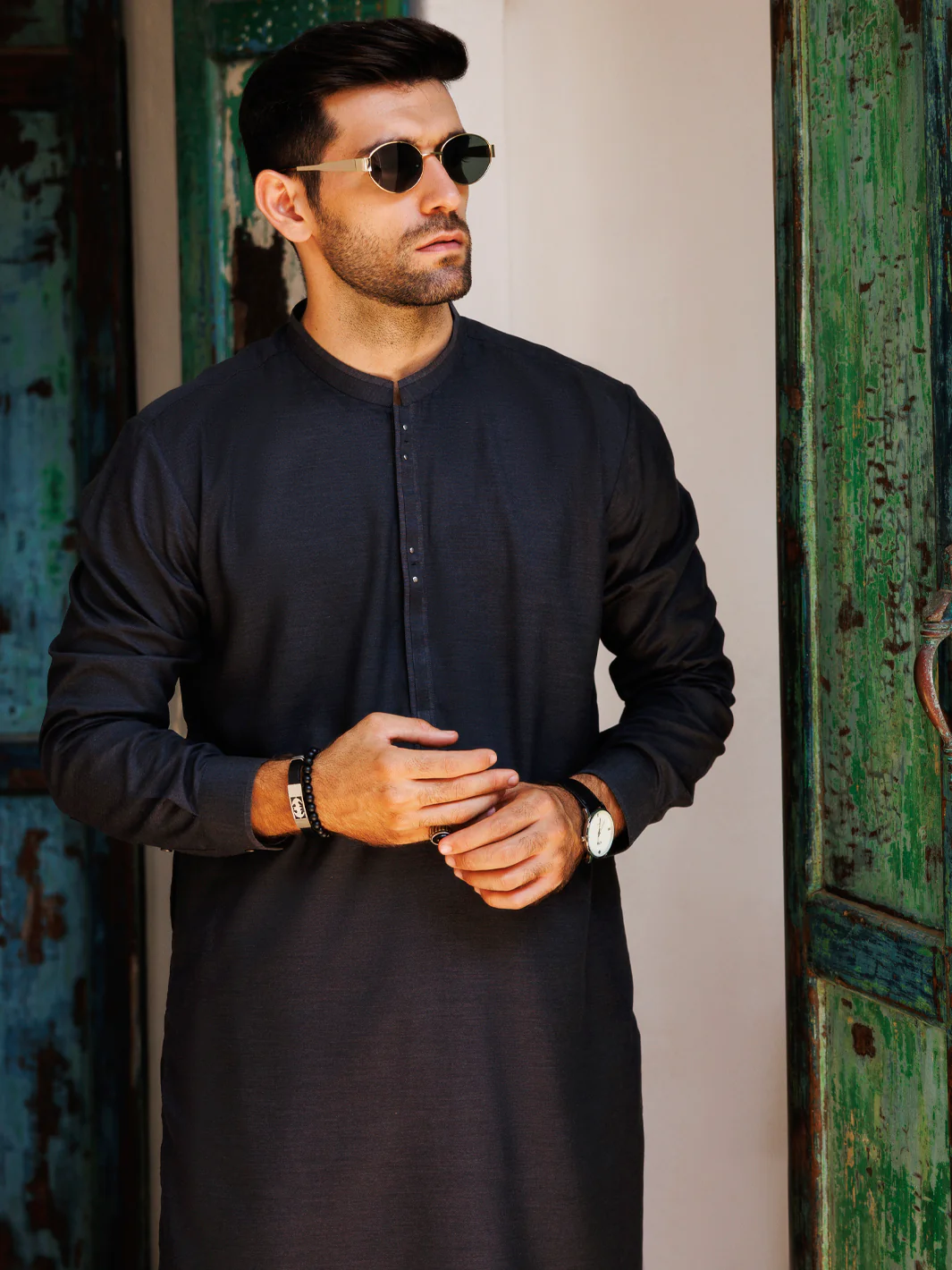 Dark Grey Blended Kameez Shalwar - AL-KS-3145 - Image 2