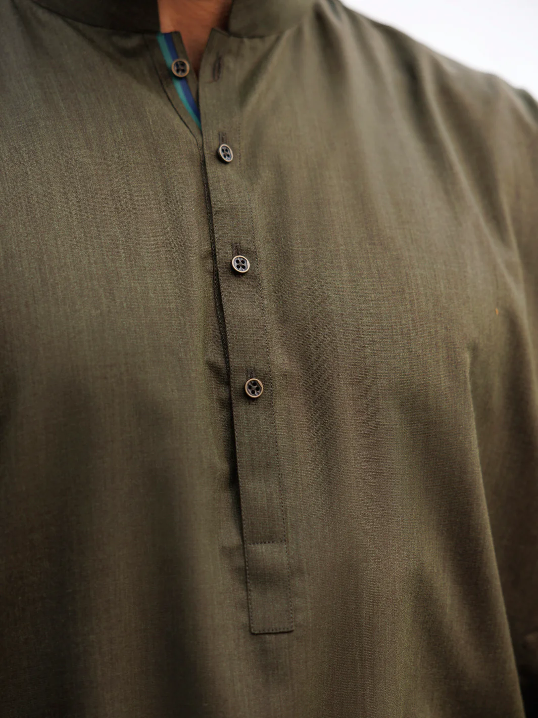 Olive Blended Kameez Shalwar - AL-KS-3159 - Image 4