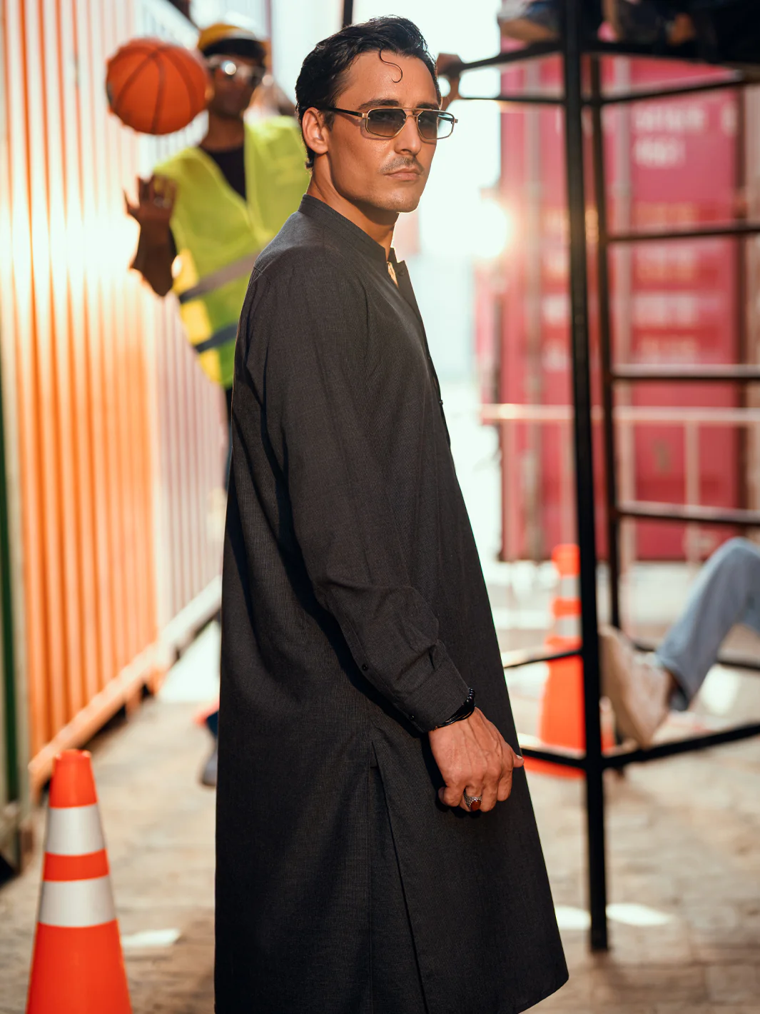 Charcoal Grey Cut & Sew Kameez Shalwar - AL-KS-3171 - Image 5