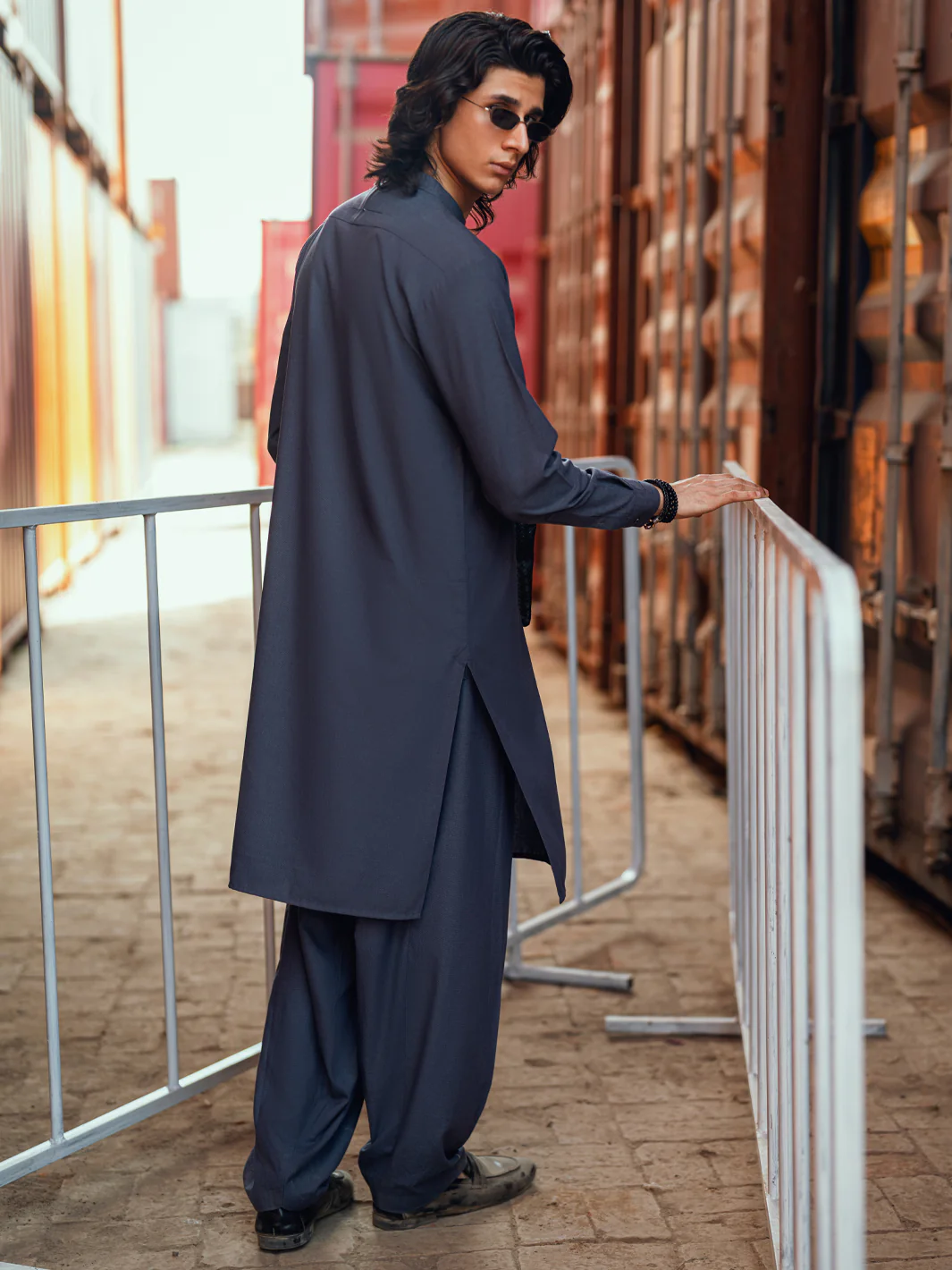 Blue Cut & Sew Kameez Shalwar - AL-KS-3176 - Image 3