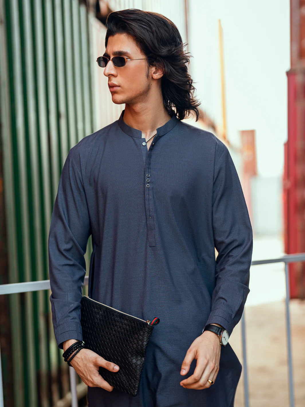 Blue Cut & Sew Kameez Shalwar - AL-KS-3176 - Image 4