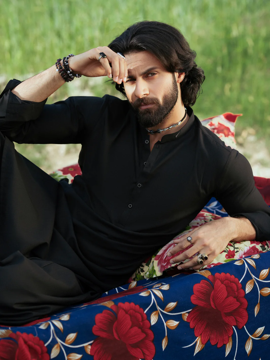 Black Blended Kameez Shalwar - AL-KS-3203A - Image 4