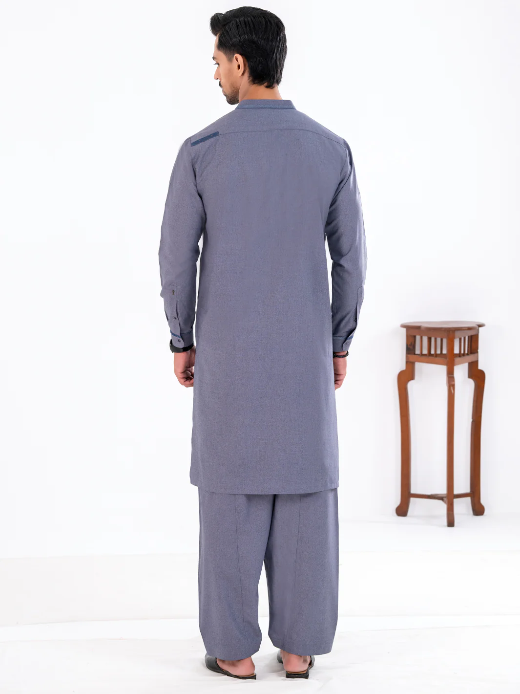 Blue Blended Kameez Shalwar - AL-KS-3227 - Image 3