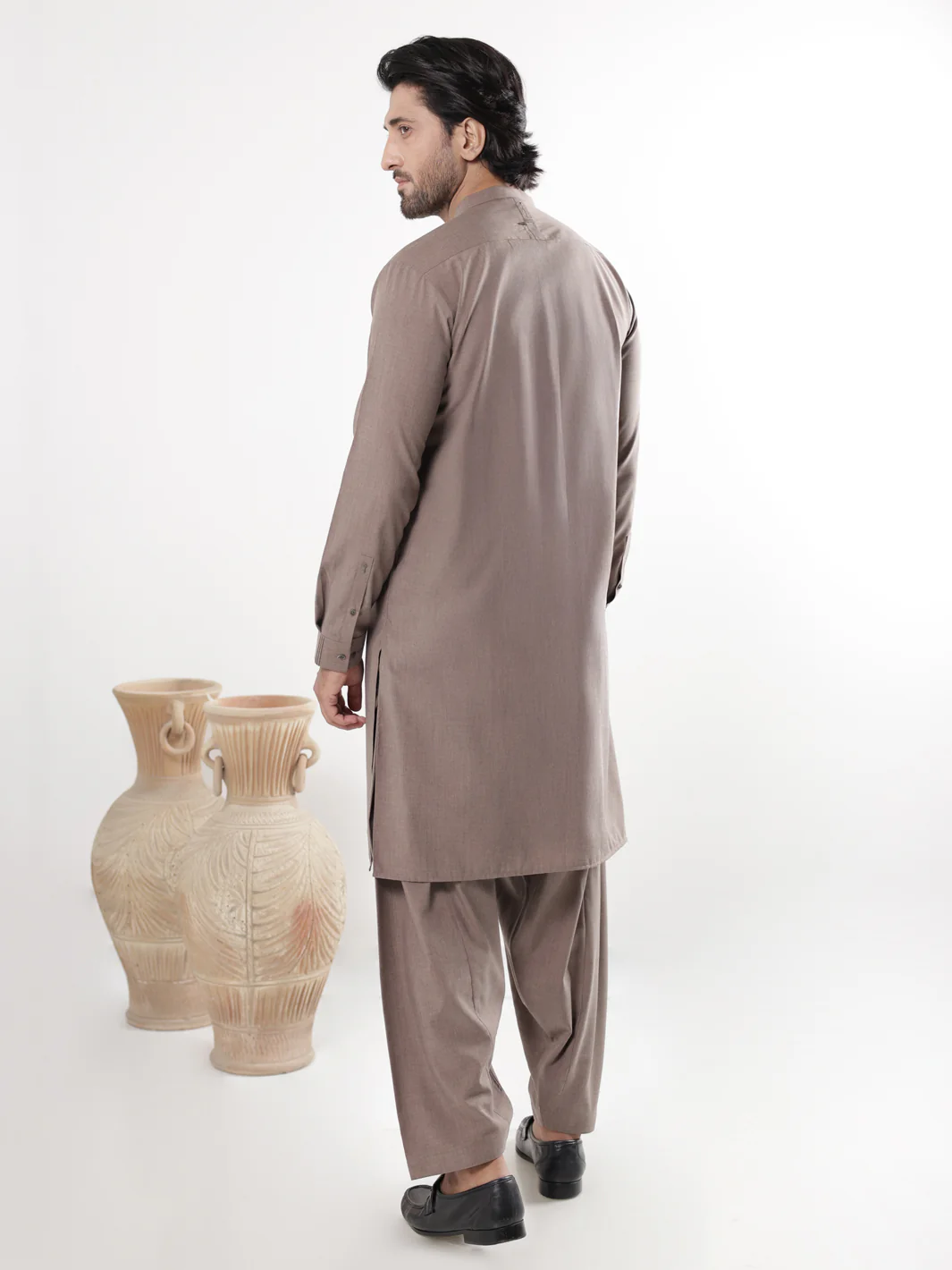 Brown Blended Kameez Shalwar - AL-KS-3231 - Image 4