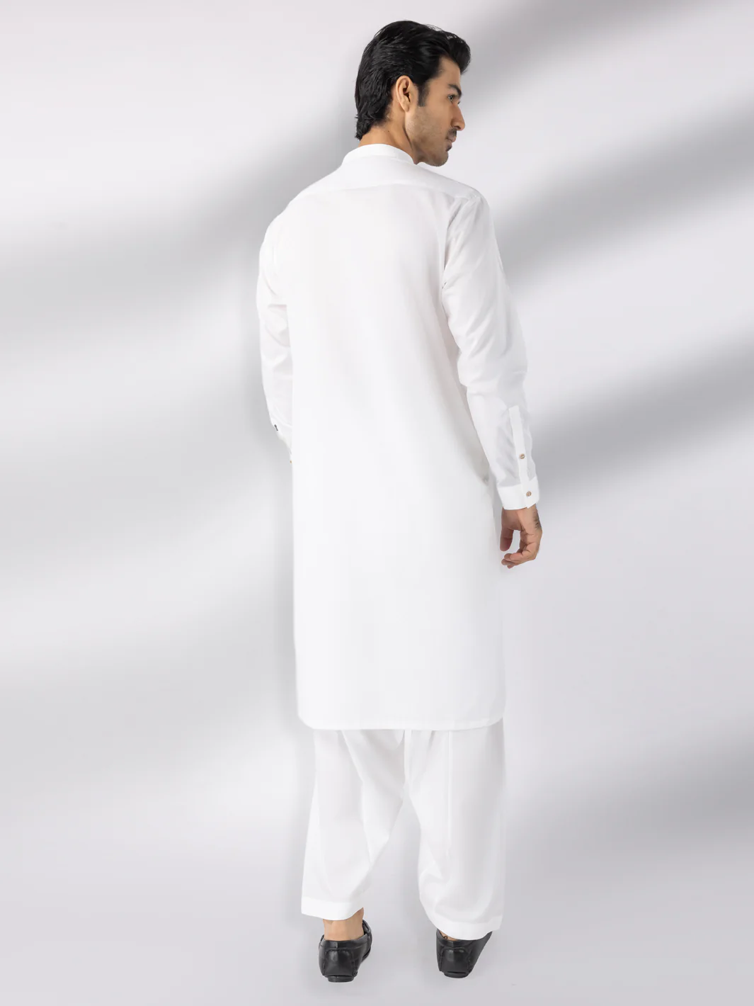 White Blended Kameez Shalwar - AL-KS-3243A - Image 2