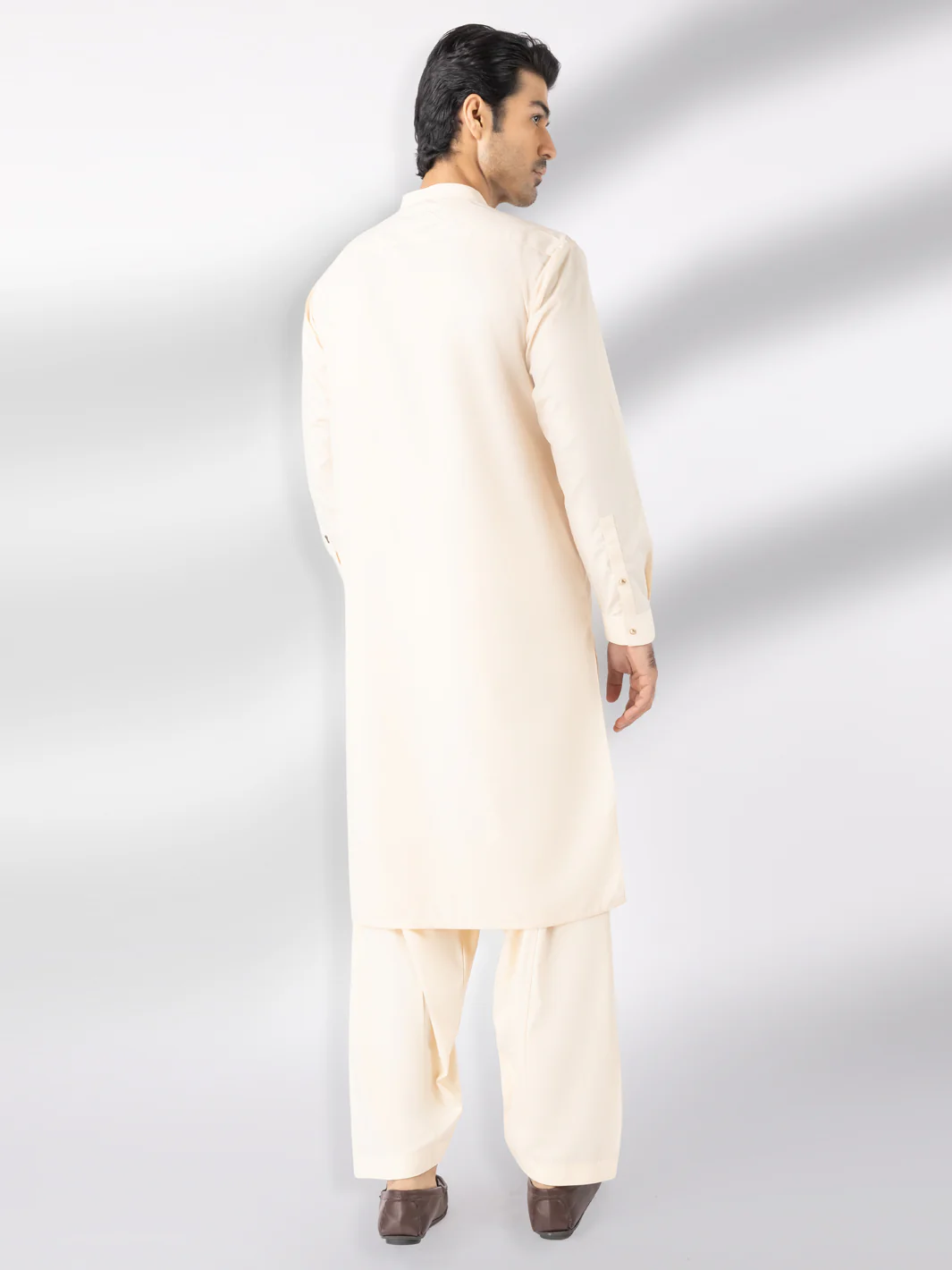 Cream Blended Kameez Shalwar - AL-KS-3247B - Image 2