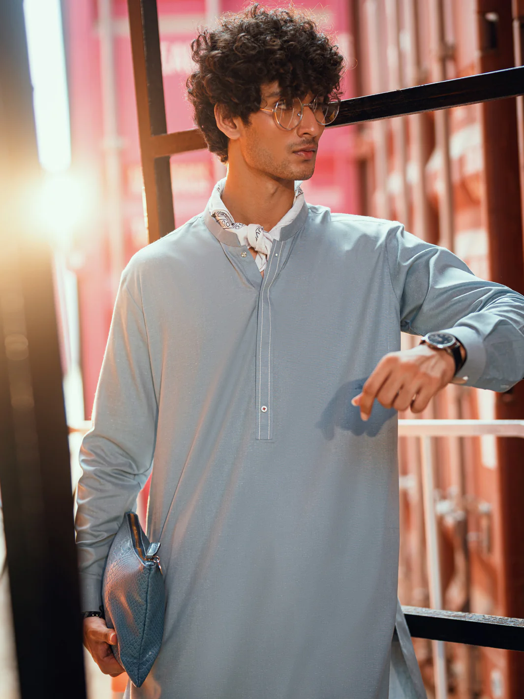 Light Blue Cut & Sew Kameez Shalwar - AL-KS-3250 - Image 2