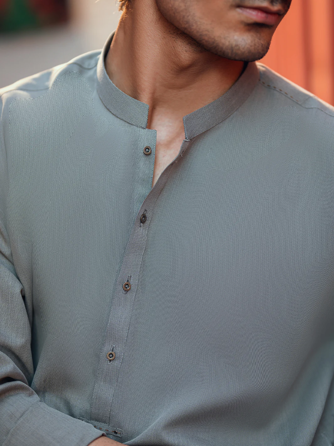 Sage Green Cut & Sew Kameez Shalwar - AL-KS-3251 - Image 3