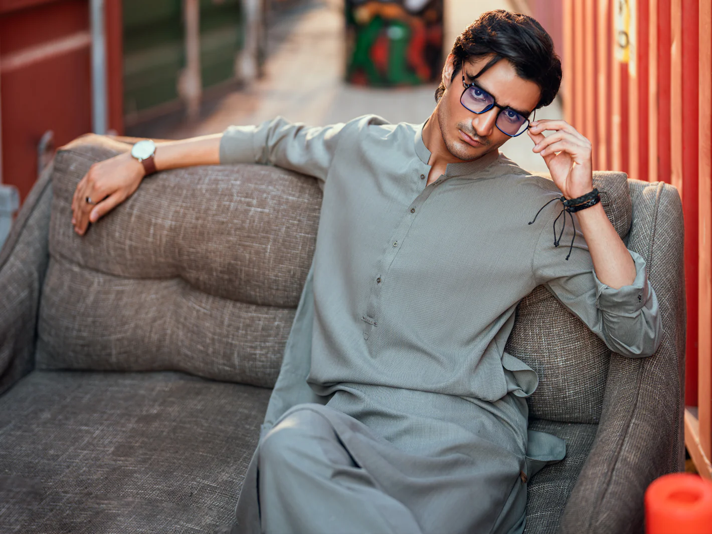Sage Green Cut & Sew Kameez Shalwar - AL-KS-3251 - Image 7
