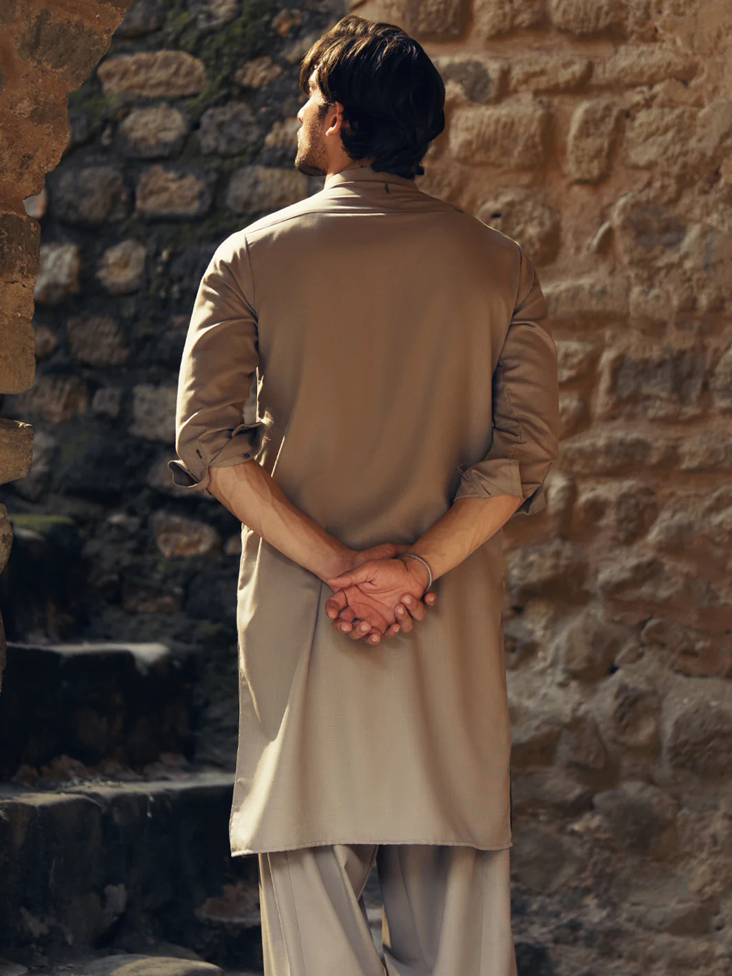 Beige Kameez Shalwar - AL-KS-3273 - Image 5