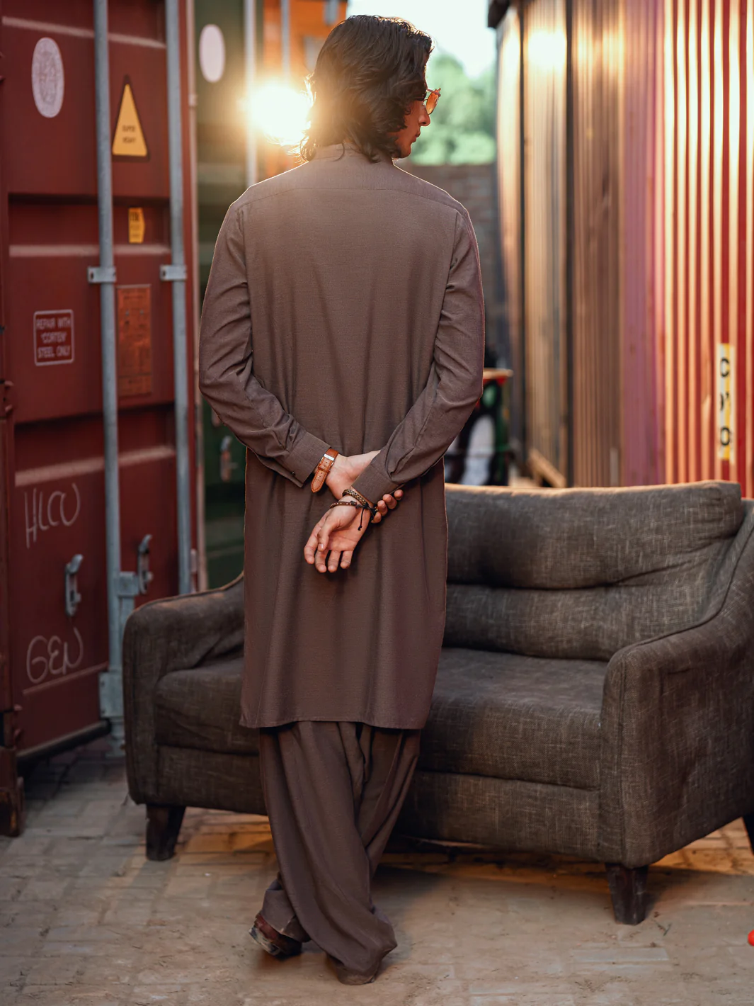 Brown Kameez Shalwar - AL-KS-3276 - Image 4