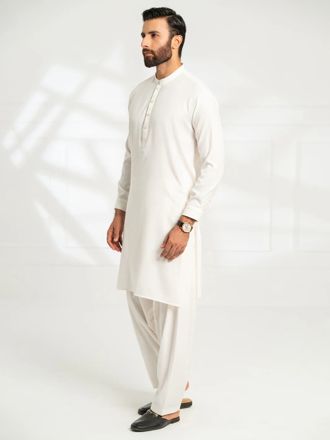 White Cut & Sew Kameez Shalwar - AL-KS-3298A - Image 6