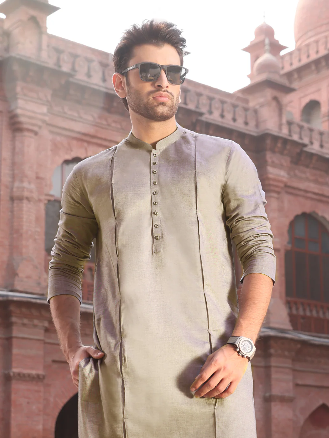 Beige Cotton Kurta Pajama - AL-KT-2531 - Image 3