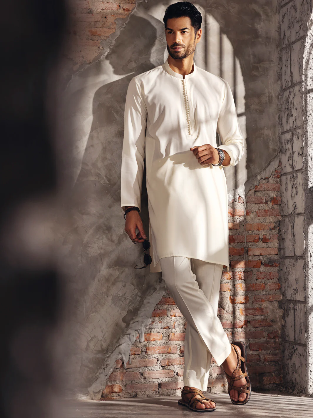 Off White Kurta Trouser - AL-KT-2672 - Image 3