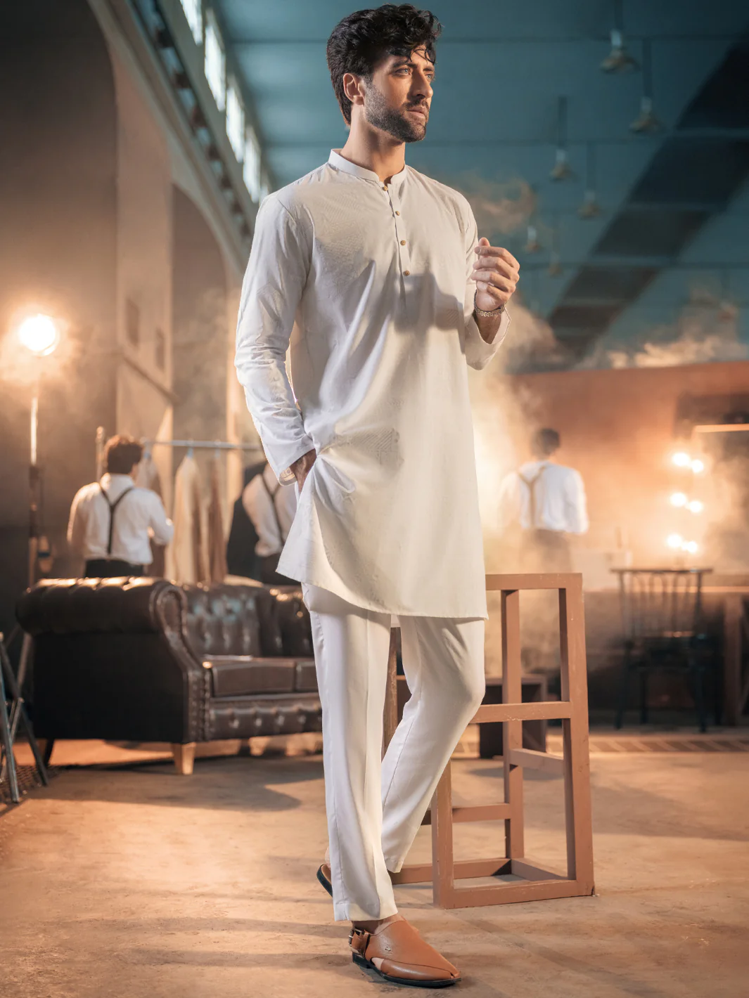 White Blended Kurta Trouser - AL-KT-2688