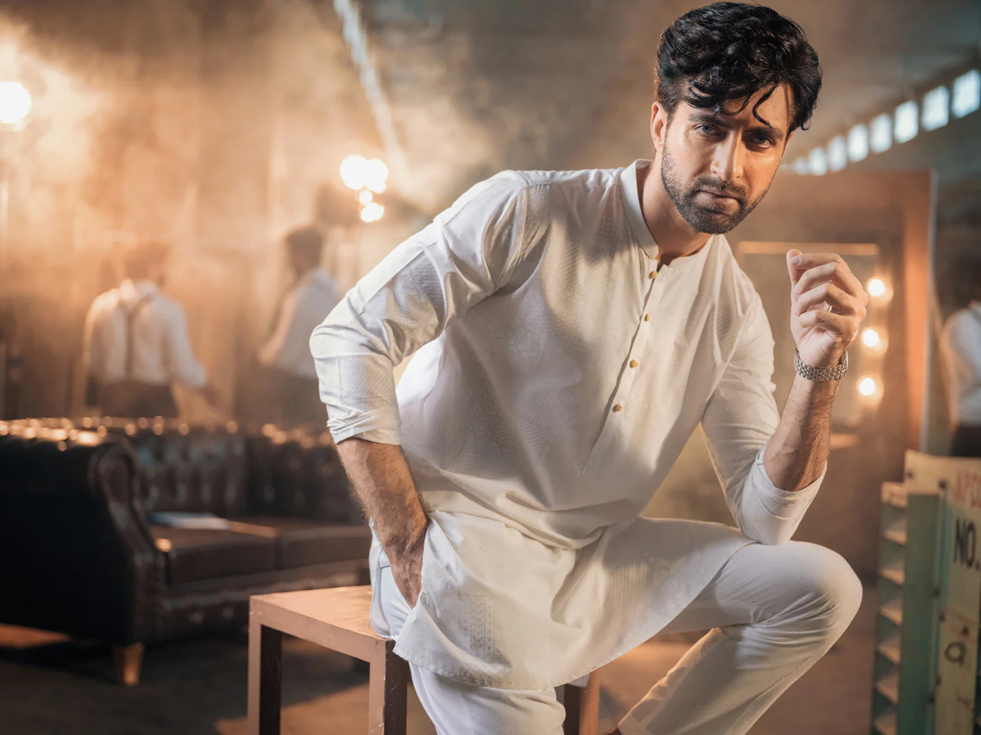 White Blended Kurta Trouser - AL-KT-2688 - Image 5
