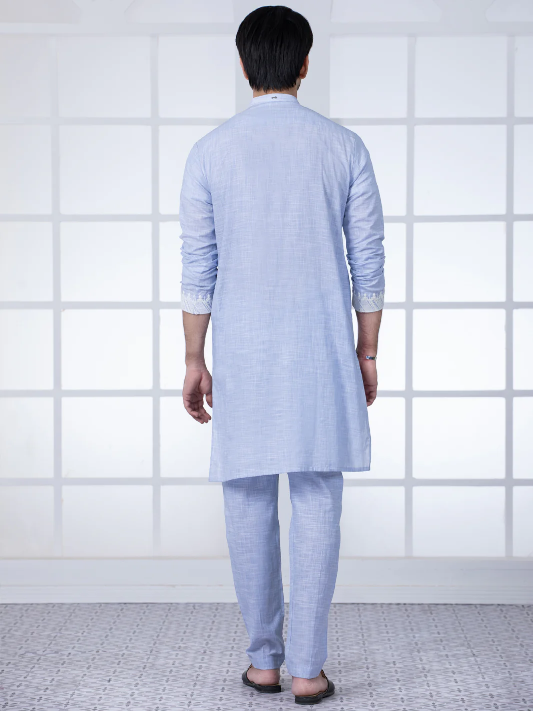 Light Blue Cotton Kurta Trouser - AL-KT-2801B - Image 2