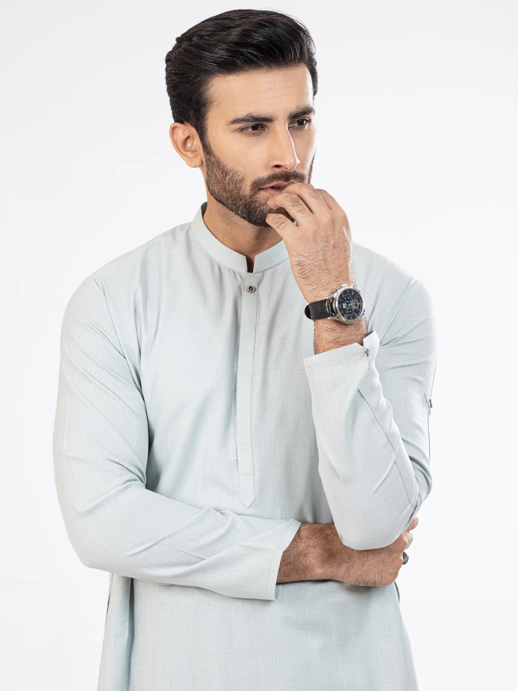 Light Blue Blended Kurta Trouser - AL-KT-2819 - Image 2