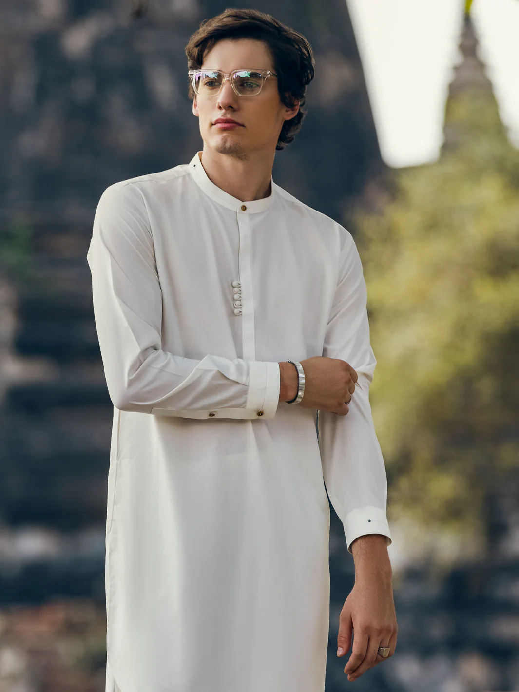 White Blended Kurta Trouser - AL-KT-2829 - Image 2