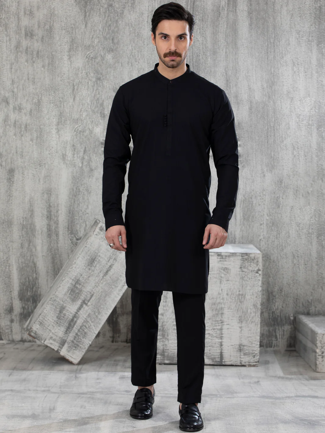 Black Blended Kurta Trouser - AL-KT-2831 - Image 2