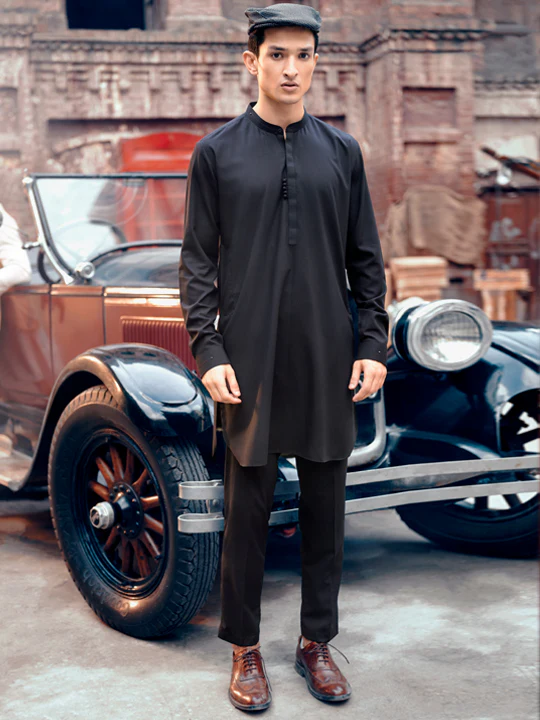 Black Blended Kurta Trouser - AL-KT-2831 - Image 5