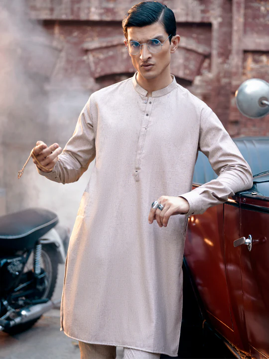Peach Blended Kurta Trouser - AL-KT-2844 - Image 5