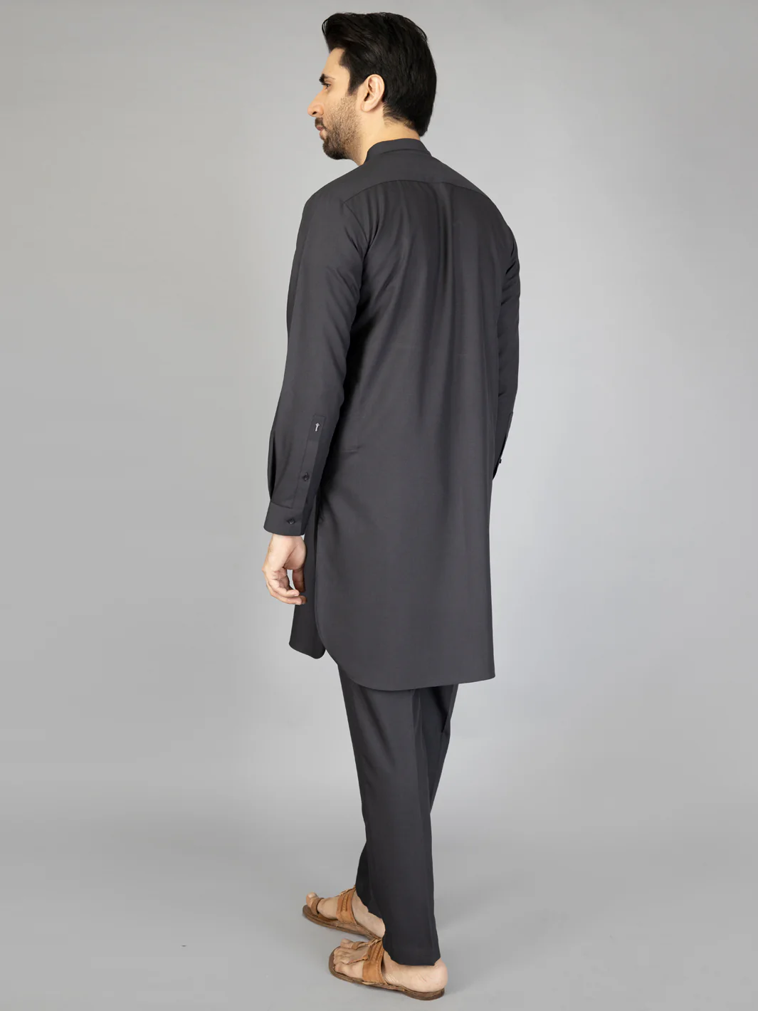 Black Blended Kurta Trouser - AL-KT-2877 - Image 3