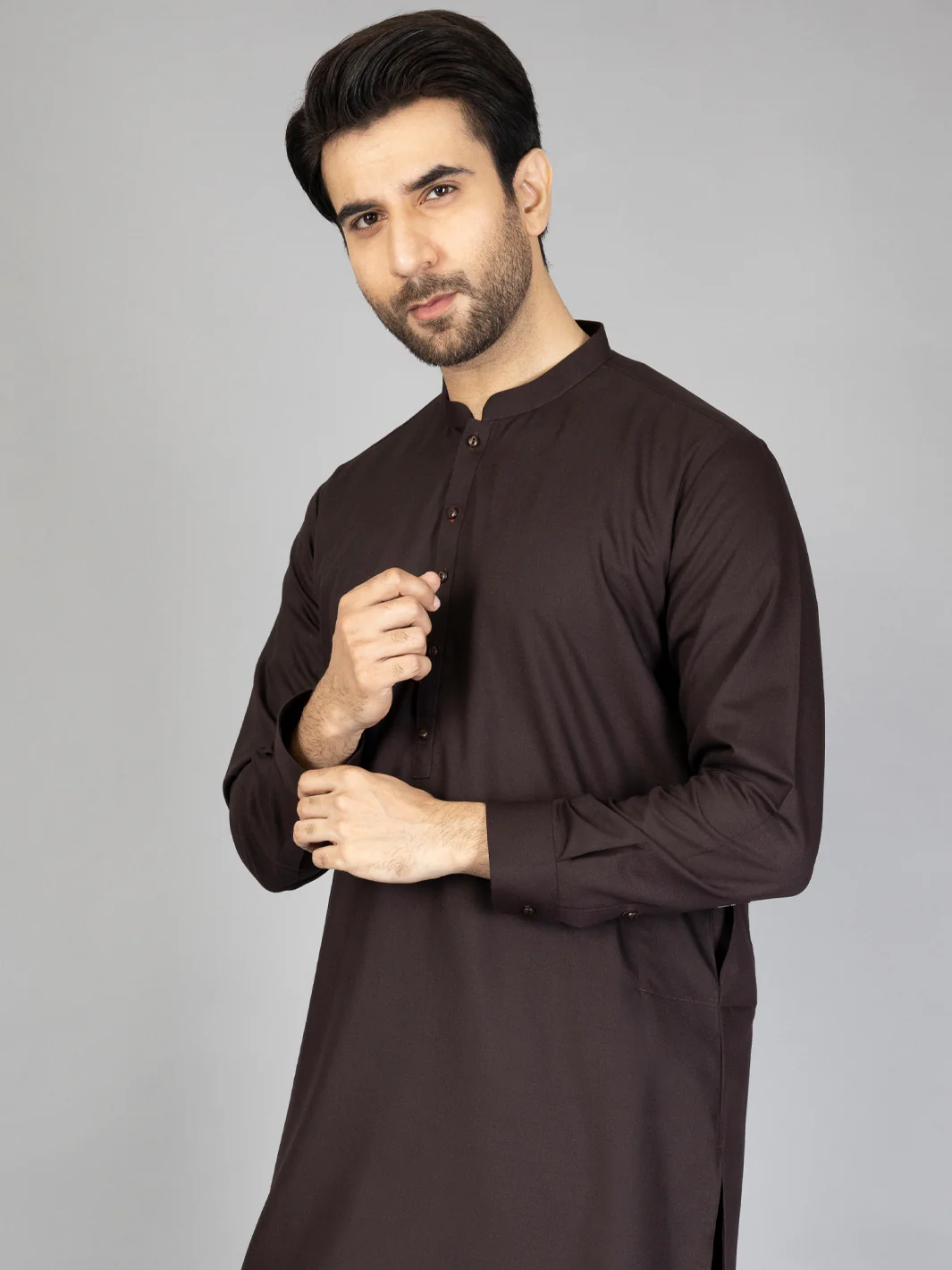 Dark Brown Blended Kurta Trouser - AL-KT-2878 - Image 4