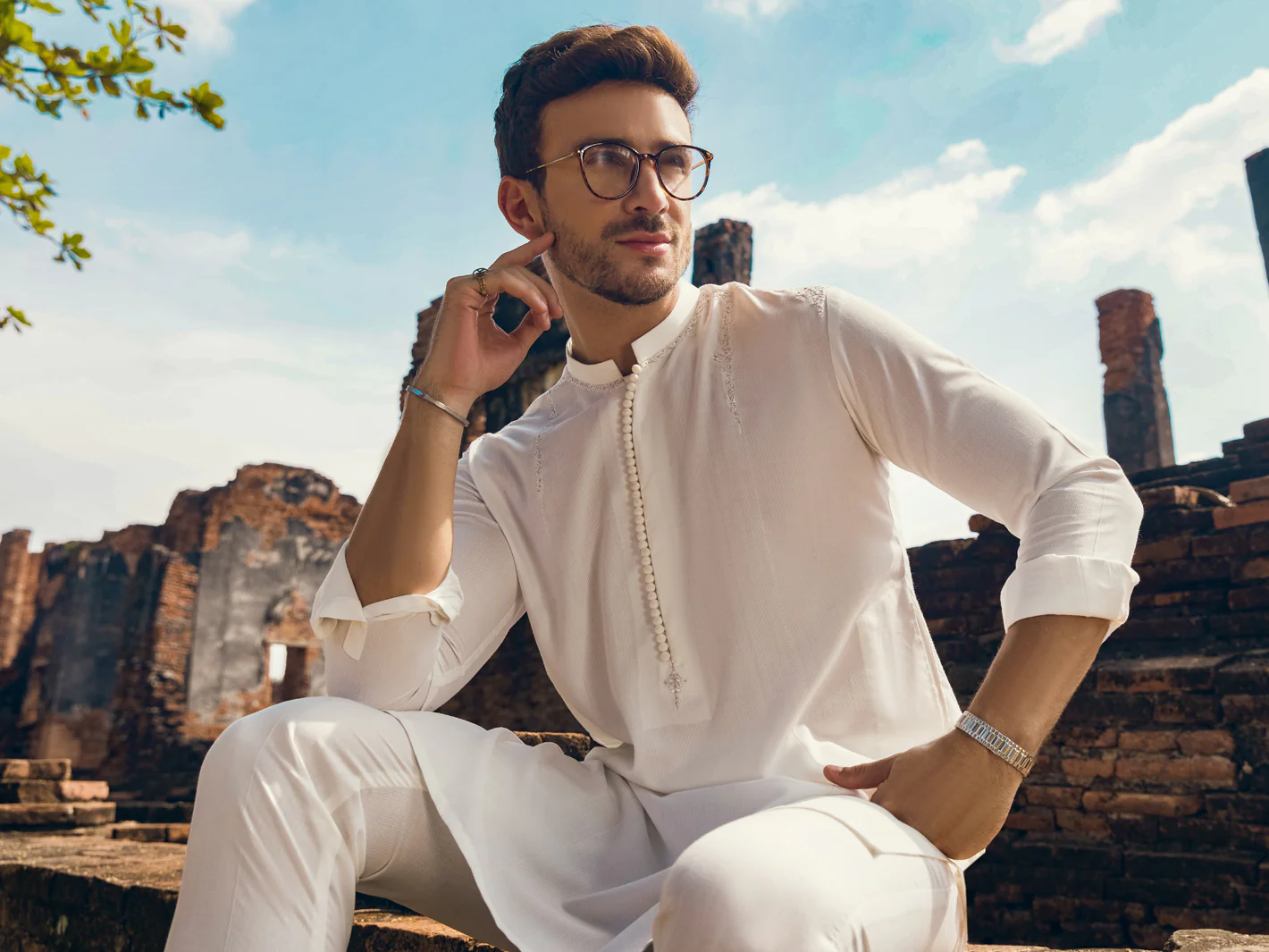 Off White Blended Kurta Trouser - AL-KT-2925 - Image 3