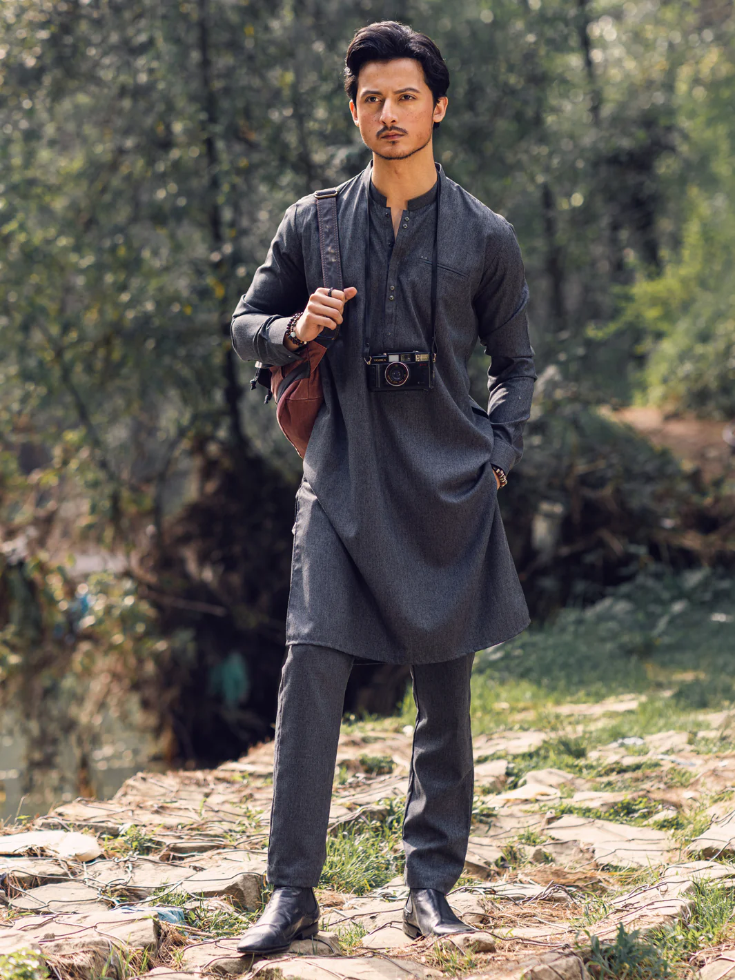 Grey Blended Kurta Trouser - AL-KT-2961 - Image 5