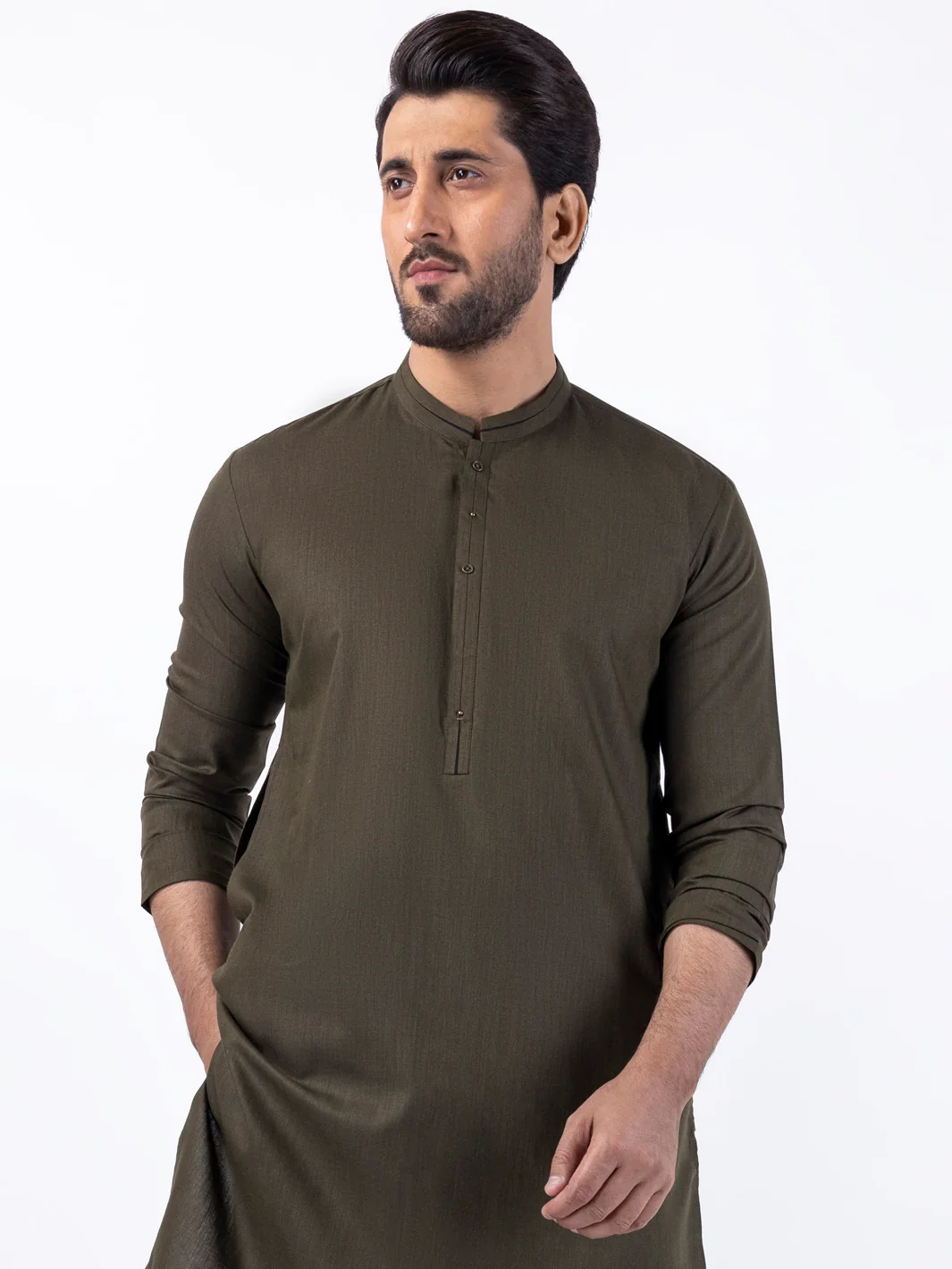 Olive Blended Kurta Trouser - AL-KT-3085 - Image 2