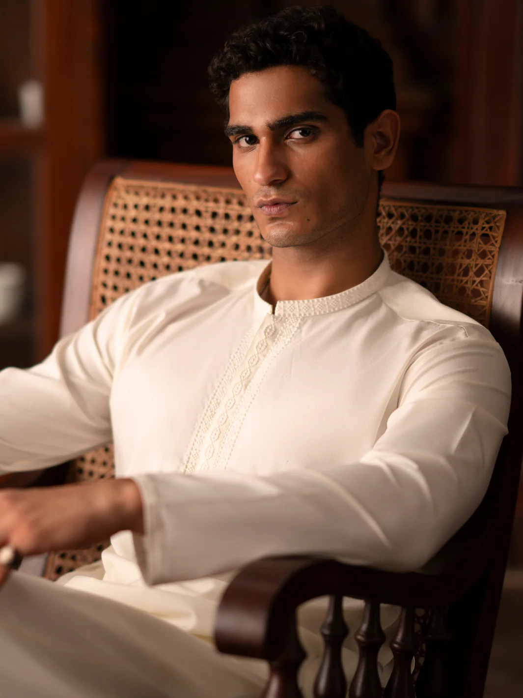 Off White Blended Kurta Trouser - AL-KT-3107 - Image 4